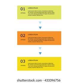 Vector business info graphics. Minimal colorful numbered banners for diagram, graph, report, presentation, chart, web design. 3 options, stages