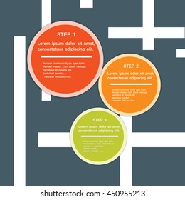 Vector business info graphics. Minimal colorful numbered banners for diagram, graph, report, presentation, chart, web design. 3 options, stages, steps