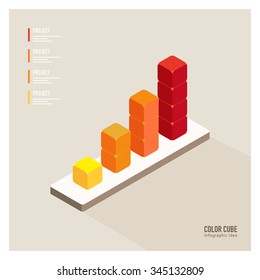 vector business infographic bar chart / illustration style, consists of colorful cubes / can be used for layout, percentage, growth diagram, step up, template