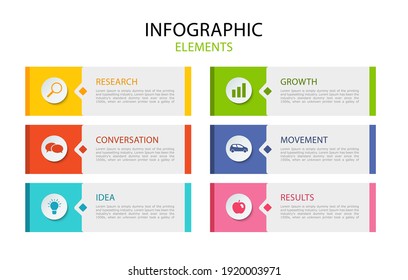 Vector business infographic. color elements with business icon. template  design layout 6 step.