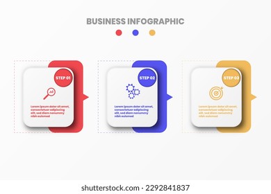 Vector business infographic concept, infographic three steps and business icons, white background