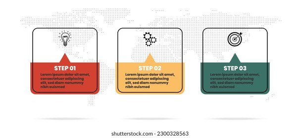 Vector business infographic concept, infographic three steps and business icons, white background