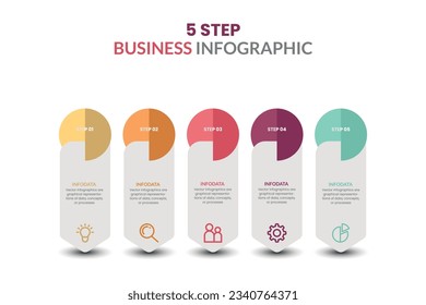 Vector Business Infographic Design With 5 Options Or Steps And Icons, Presentation, Template Chart Design.