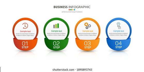 Vector business infographic design template with icons and 4 options or steps. Can be used for presentations banner, workflow layout, process diagram, flow chart, info graph