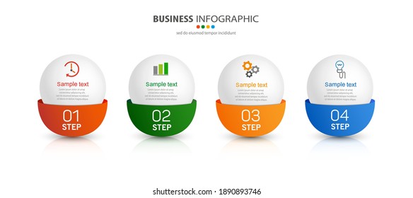 Vector business infographic design template with icons and 4 options or steps. Can be used for presentations banner, workflow layout, process diagram, flow chart, info graph