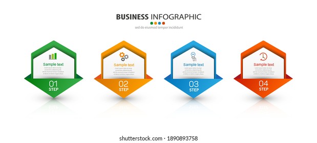 Vector business infographic design template with icons and 4 options or steps. Can be used for presentations banner, workflow layout, process diagram, flow chart, info graph