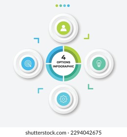 Vector business infographic design template with 4 options steps or processes can be used for workflow layout diagram