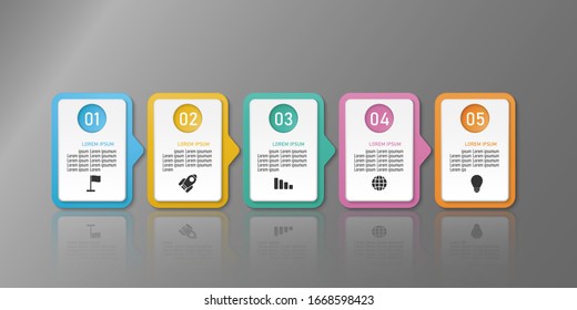 Vector business infographic element. Business icon design with 5 steps.