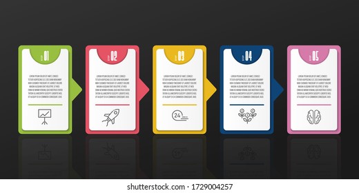 Vector business infographic label reflection template design with icon 5step.