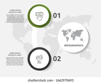 Infografía de negocios de vectores. Gráfico de organización con 2 círculos. Plantilla utilizada para presentación, diagrama, opciones de número, diseño web, diseño de flujo de trabajo