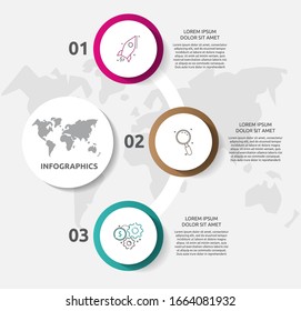 Vector business infographic. Organization graph with 3 circles. Template used for presentation, diagram, number options, web design, workflow layout