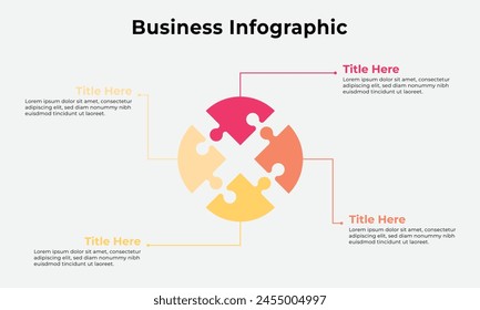 Vector Business Infographic With Puzzle Concept For Slide Presentation