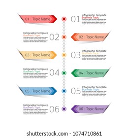 Vector business infographic steps and process in 6 option. Infographic 6 steps stairs timeline