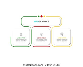 Vector business infographic template with 3 options or steps with icons.