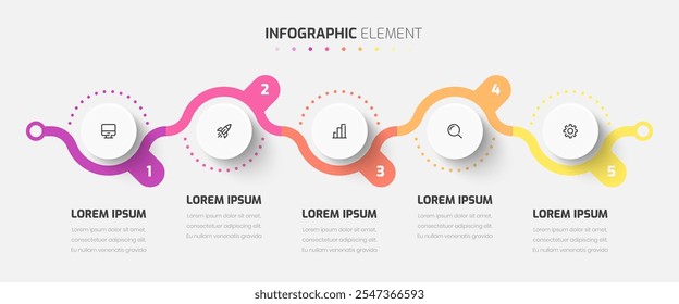 Vector Business Infographic Template with Circle Label 5 sections Good for Presentation