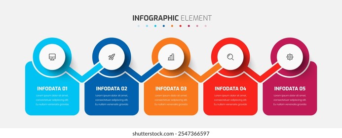 Vector Business Infographic Template with Colorful Style 5 sections Good for Presentation