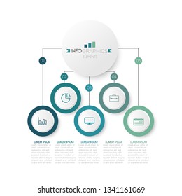 vector business infographic template cycle with icons 5 options, process, flow chart, presentation, workflow layout, chart, graph, web design. Vector illustration.