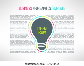 Vector business infographic template with a lamp. Suitable for instruction or presentation.