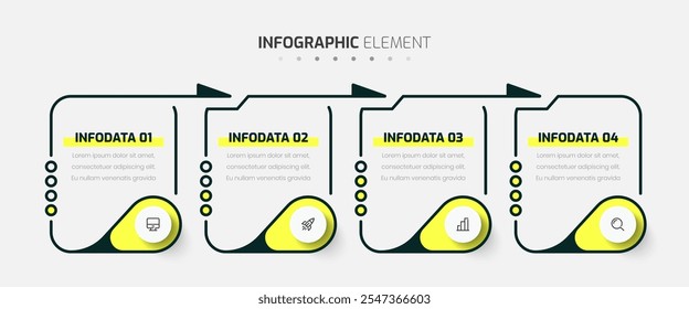 Vector Business Infographic Template mit Line Circle Label 4 Abschnitte Gut für die Präsentation