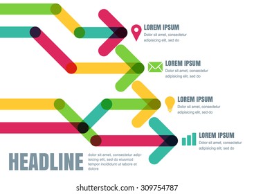 Vector business infographic template with multicolor transparent arrows on background. Design concept for brochure, flyer, poster, website.