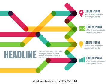 Vector business infographic template with multicolor transparent arrows on background. Design concept for brochure, flyer, poster, website.