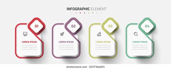 Vector Business Infographic Template with White Label 4 sections Good for Presentation