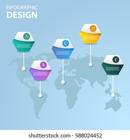 Vector business infographic template with world map