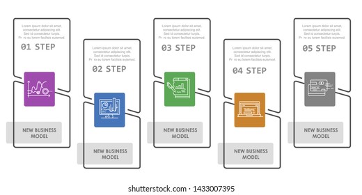 Vector business infographic with thin line icons. Steps to success.
