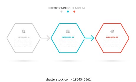 Etiqueta de diseño de línea delgada de la infografía del negocio de vectores con flecha y 3 opciones, pasos, piezas. 