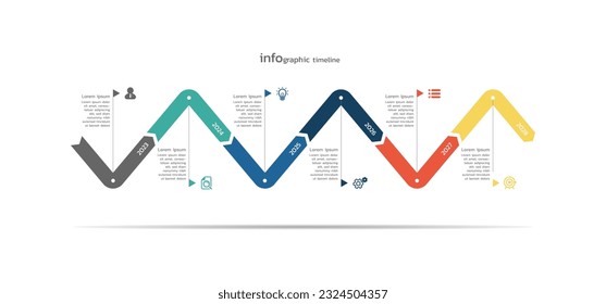 Vector business infographic timeline background design template with 6 steps