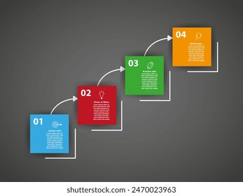 Vector Business Infographics tabla de cuatro pasos con lugar para su texto