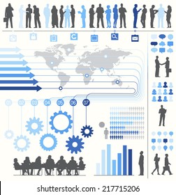 Vector of Business Infographics with Symbols and Charts