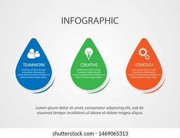 Vector business infographics. Visualization of the achievement of a business idea. 3 steps, implementation of a business plan.