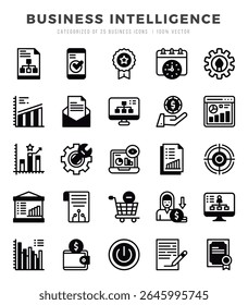 Vector Business Intelligence types icon set in Lineal Filled style. vector illustration.