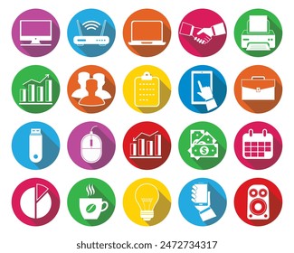 Vector de negocios aislado conjunto de iconos con negocios, marketing, gestión, social, lealtad, servicio, retención, apretón de manos, y más signo.