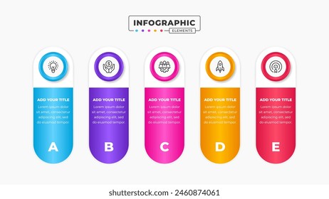 Vector business label infographic design template with 5 steps or options