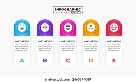 Vector business label infographic design template with 5 steps or options