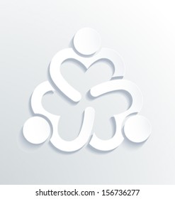 Vector Business label white icon design. Heart sharing 3.Group of People