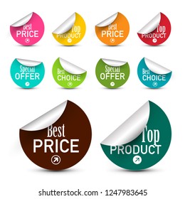 Vector Business Labels Set. Circle Paper Stickers.