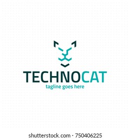 Vector business logo app concept illustration. Abstract cat head sign. Animal sign in minimal style. Design element.