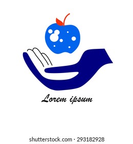 Vector business logo with apple and hand