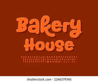 Vector business logo Bakery House with calligraphic Font. Creative Alphabet Letters, Numbers and Symbols set