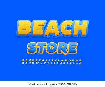 Vector business Logo Beach Store.  Modern Bright Font. Creative Alphabet Letters and Numbers set. 