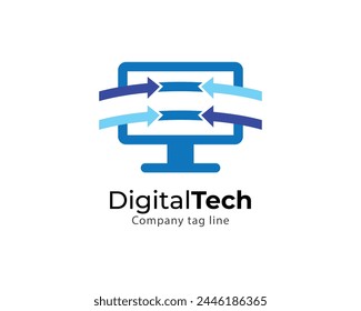 
Plantilla de diseño de flecha de computadora de logotipo de negocios de Vector