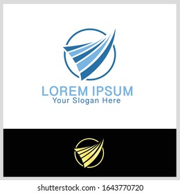 vector business logo concept illustration. Colored ring with abstract shapes. Positive geometric sign in optimism style. Design element.