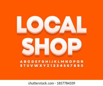 Vector business logo Local Shop. 3D modern Font. Set of White Letters and Numbers