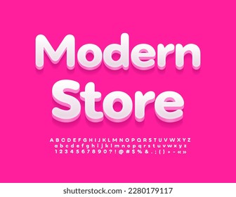 Vector business logo. Modern Store with trendy Font. Set of White creative Alphabet Letters, Numbers and Symbols