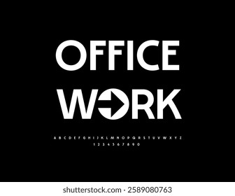 Vector Business logo Office Work. Elegant Minimal Font. Typography Fashion Alphabet Letters and Numbers set.