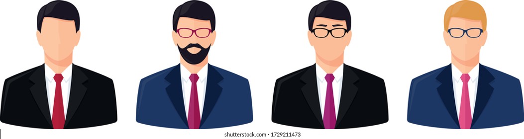 Vector business male avatar icons illustration