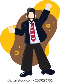 punto de celebración del hombre de negocios vectorial